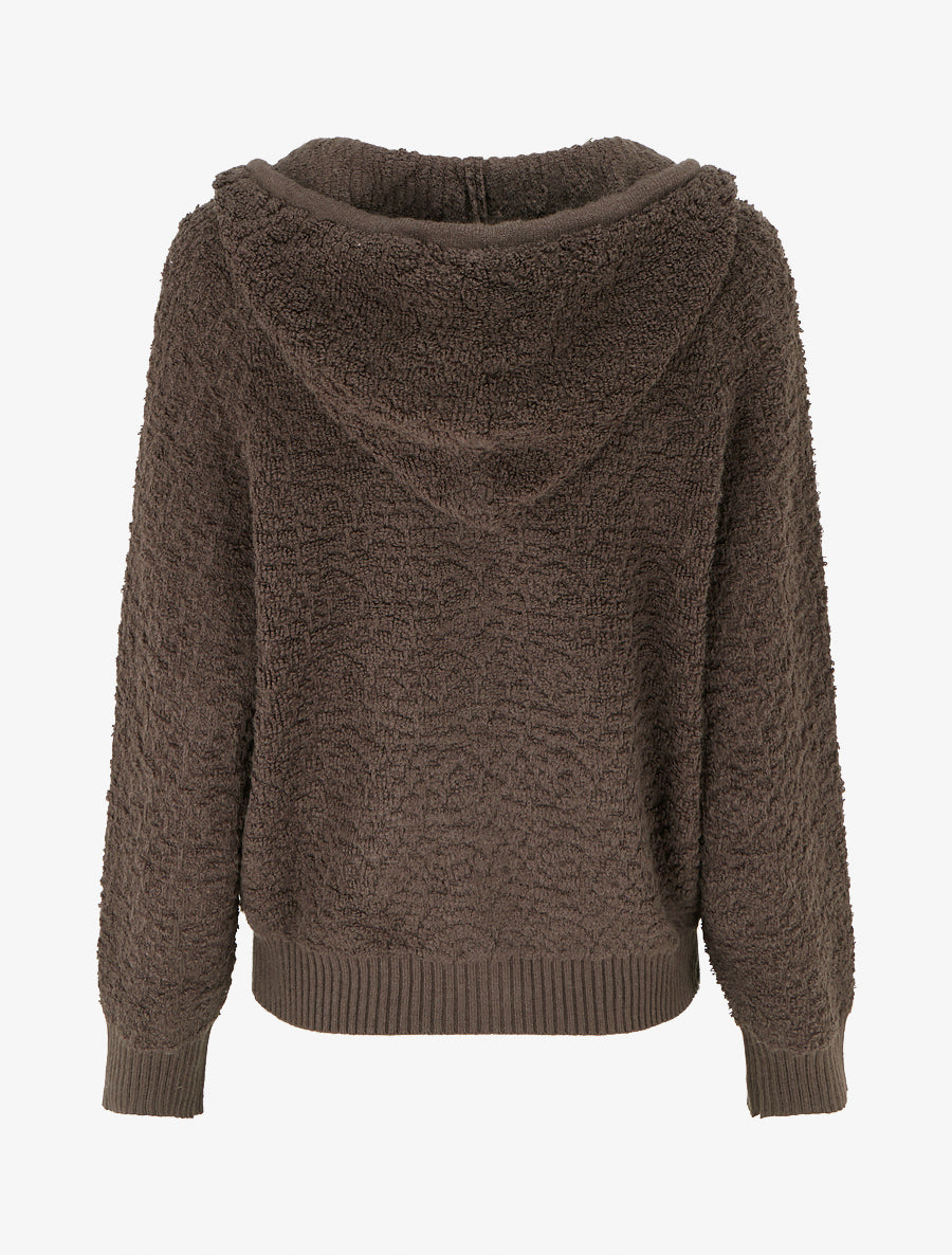 Sweat à capuche en maille bouclée - Marron - 2