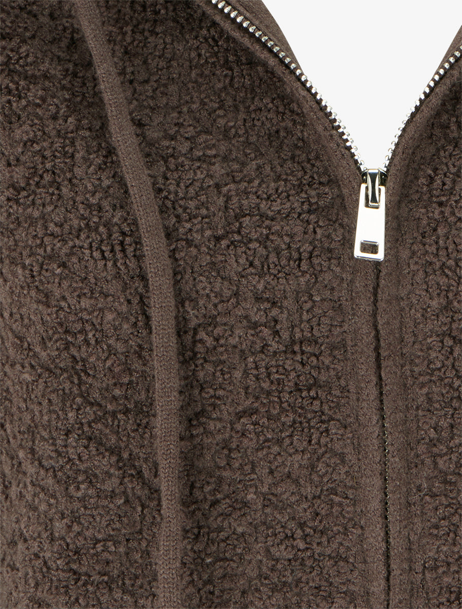 Sweat à capuche en maille bouclée - Marron - 3