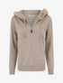 Sweat fin à capuche à fourrure et zip - Taupe - 1