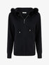 Sweat fin à capuche à fourrure et zip - Noir - 1