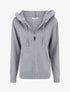 Sweat fin à capuche à fourrure et zip - Gris - 1