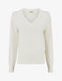 Pull droit à col V et boutons décoratifs - Blanc - 1