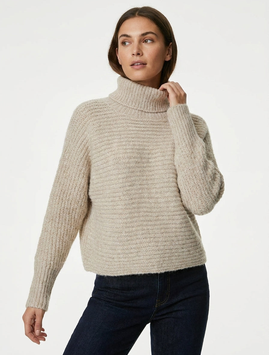 Maglione in misto lana iridescente a collo alto - Talpa
