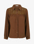 Chemise fluide empiècement dentelle - Camel foncé - 1
