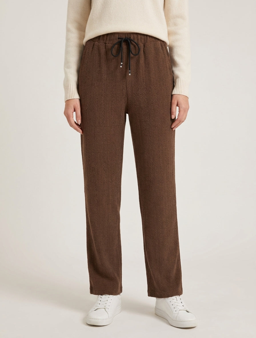 Pantaloni dritti in velluto stile maglia - Marrone