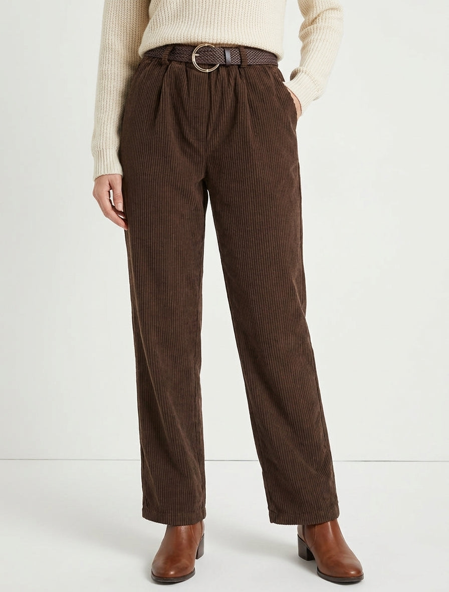 Pantaloni dritti in velluto a coste - Marrone
