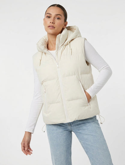 Gilet imbottito con cappuccio - Bianco