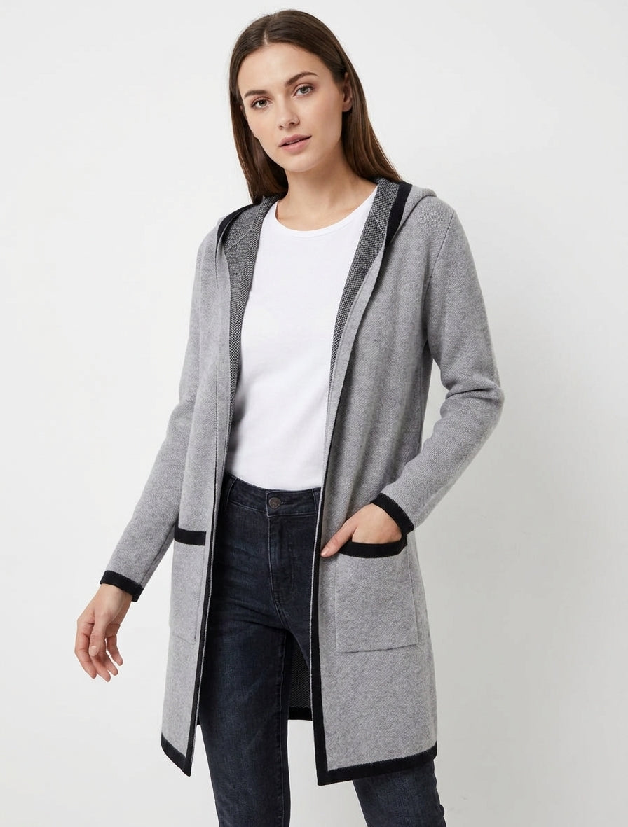 Gilet aperto con cappuccio - Grigio