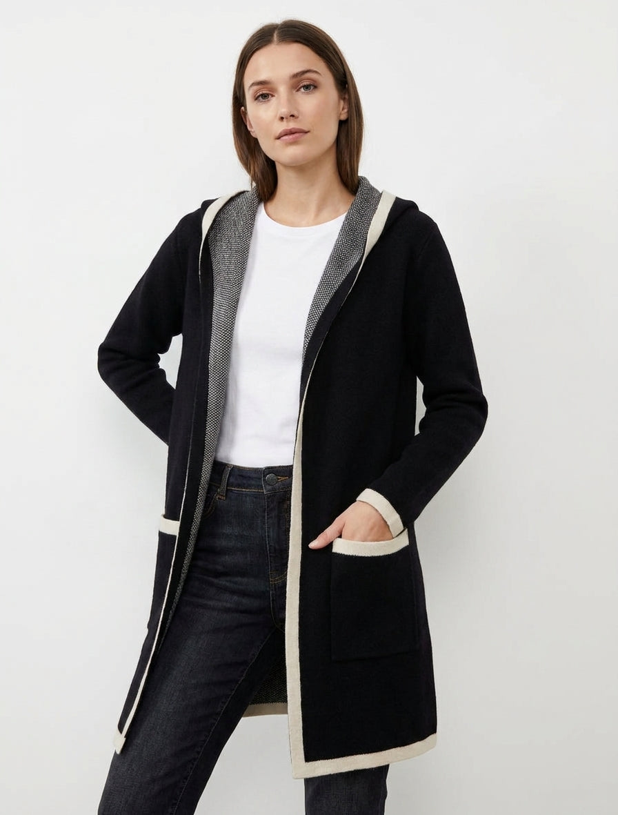Gilet aperto con cappuccio - Beige