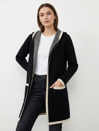 Gilet aperto con cappuccio - Beige
