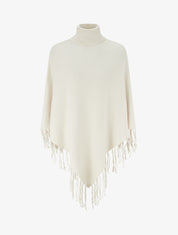 Poncho oversize à franges - Écru - 1