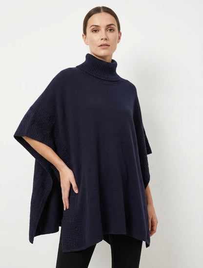 Poncho ampio a collo alto in maglia fantasia - Marina