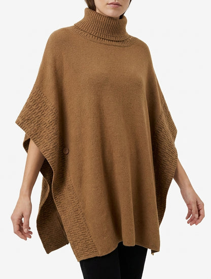 Poncho ampio a collo alto in maglia fantasia - Chameau