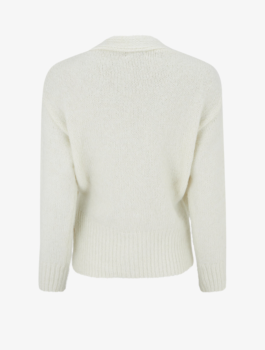 Pull cache-coeur en laine mélangée irisée - Écru - 2