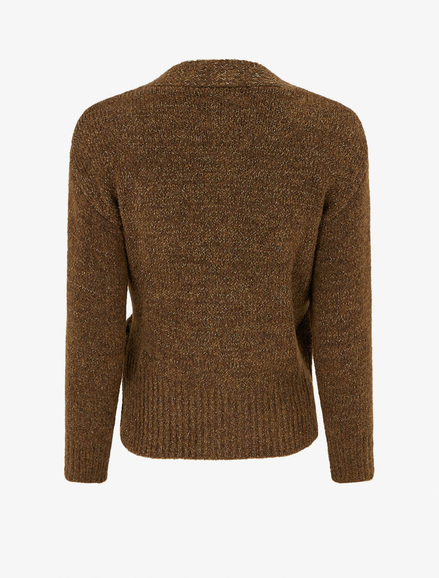 Pull cache-coeur en laine mélangée irisée - Marron - 2