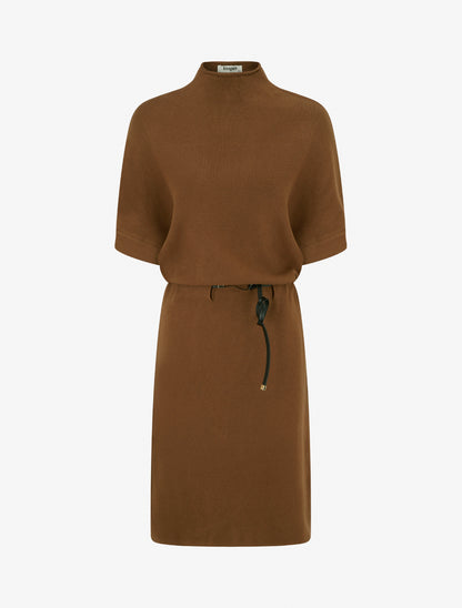 Robe pull droite et ceinturée - Camel - 1