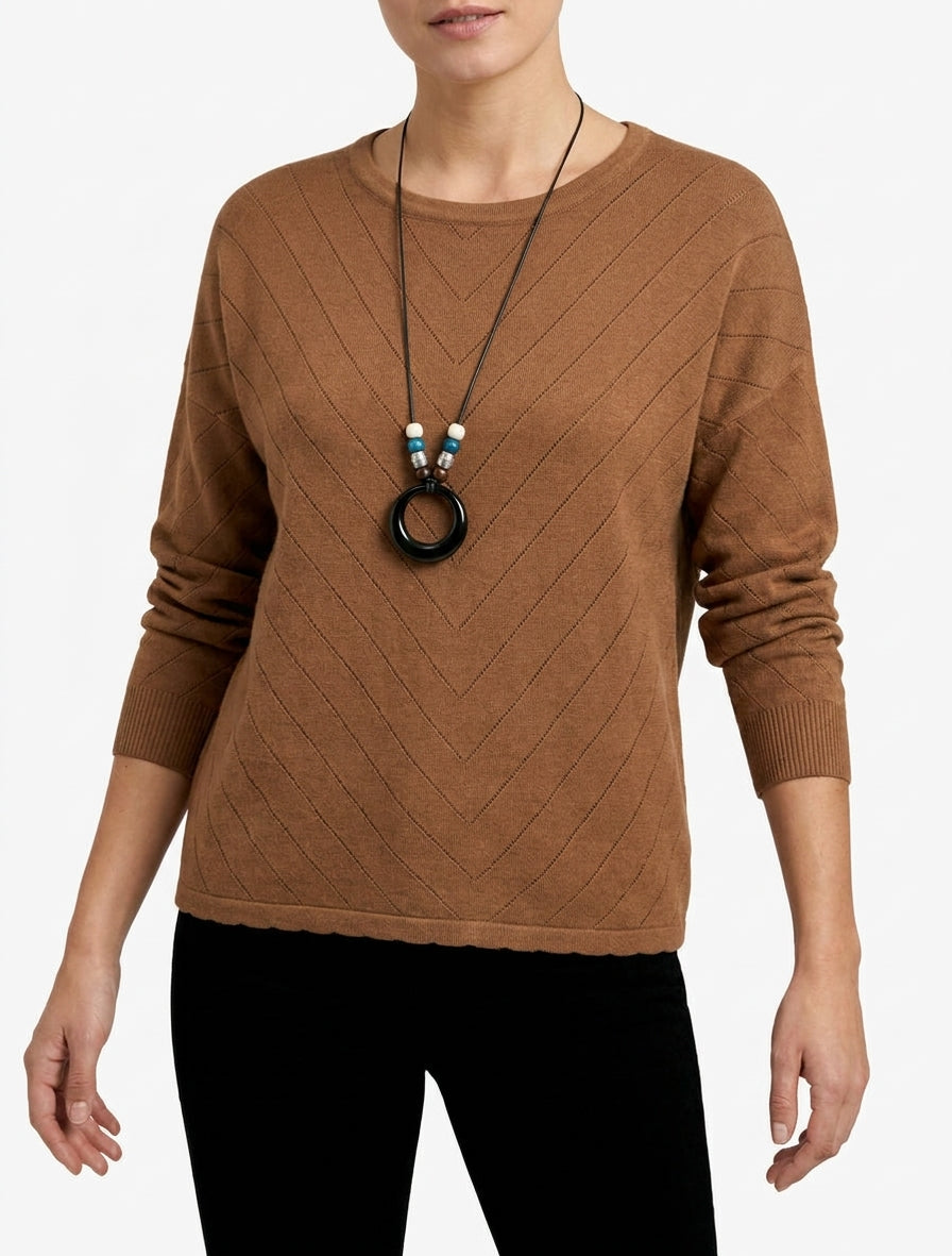 Maglione dritto in maglia stilizzata con collo rotondo - Chameau