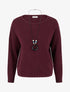 Pull droit en maille stylisée à col rond - Lie de vin - 1