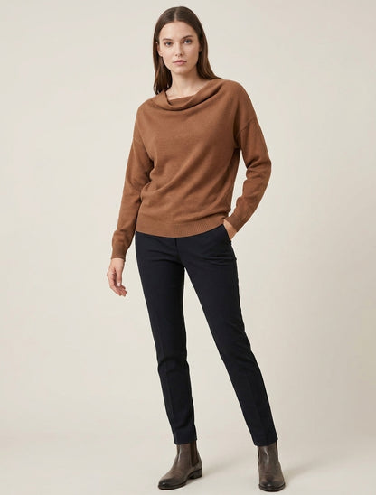 Maglia dritta con collo a cascata - Chameau