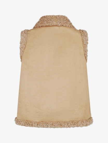 Veste sans manches effet daim - Beige - 2