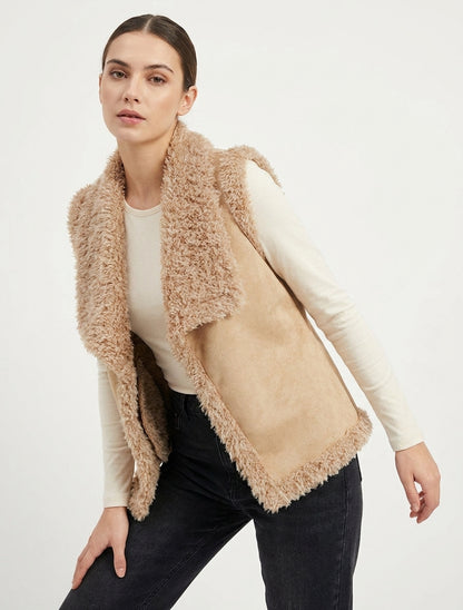 Gilet effetto camoscio - Beige