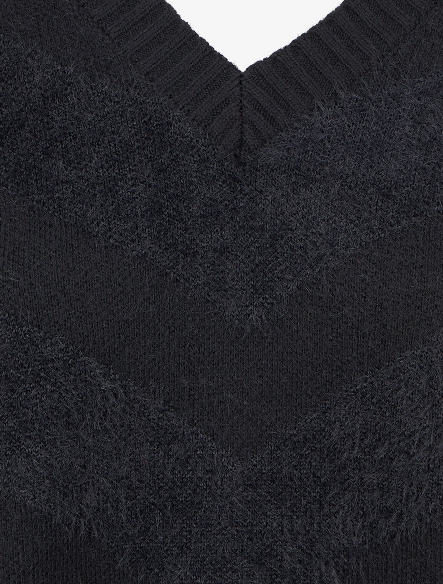 Pull uni duveteux - Noir - 3