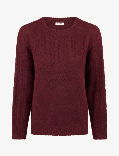 Pull droit en laine mélangée et col rond - Bordeaux - 1