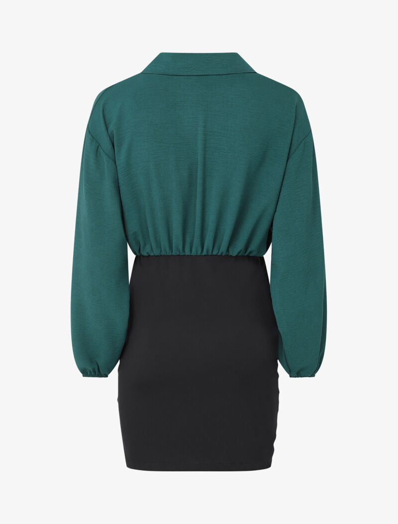 Robe moulante à fronces - Vert/noir - 2