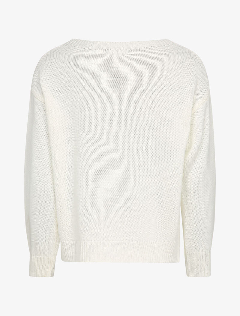 Pull à message et motif coeur - Blanc - 2