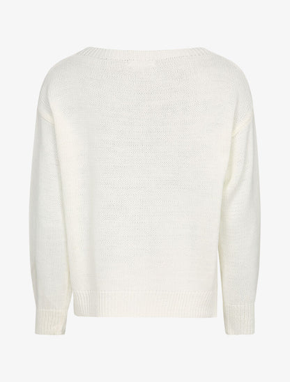Pull à message et motif coeur - Blanc - 2