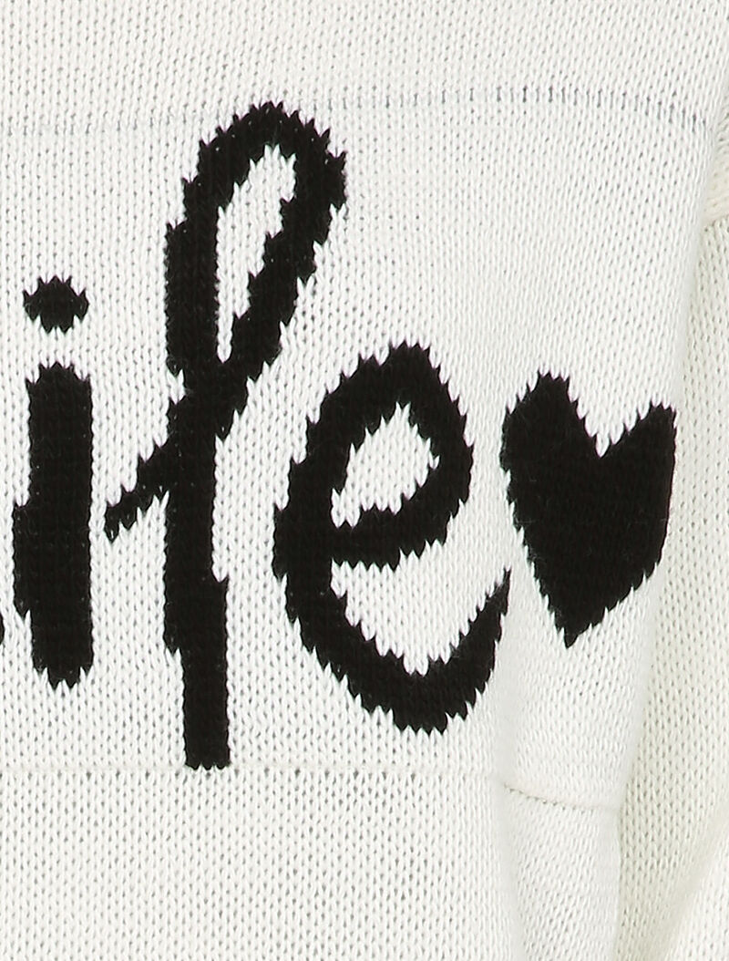 Pull à message et motif coeur - Blanc - 3