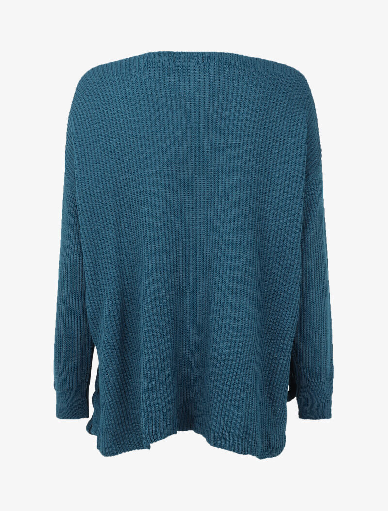 Pull à liens et dos long - Bleu canard - 2