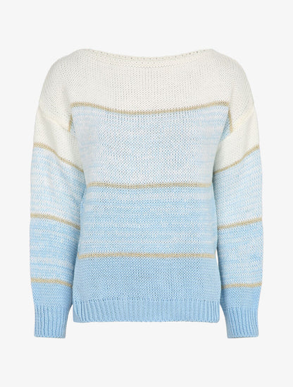 Pull oversize à bandes irisées - Bleu - 4