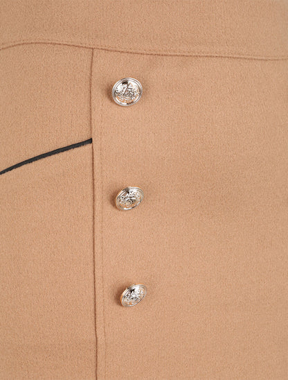 Jupe en laine mélangée à boutons stylisés - Camel - 3