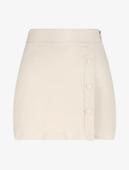 Jupe-short à taille haute enduit - Beige - 1
