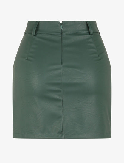 Jupe portefeuille en simili - Vert - 2