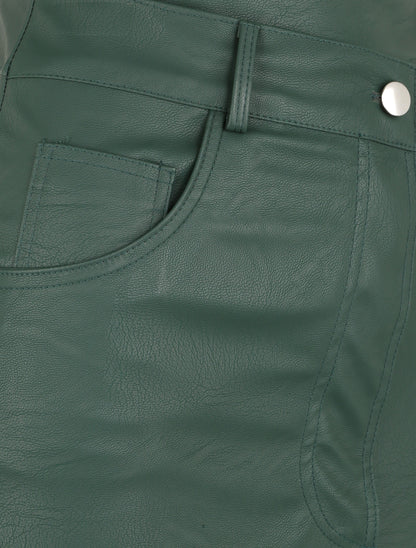 Jupe portefeuille en simili - Vert - 3
