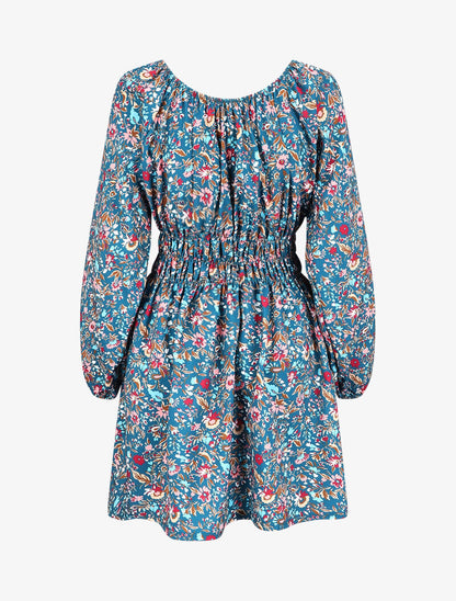 Robe patineuse à imprimé fleuri - Bleu canard - 2
