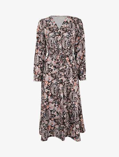 Robe longue à imprimé fleurs sauvages - Noir - 4