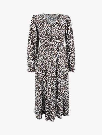 Robe taille empire à imprimé marguerite - Noir - 1