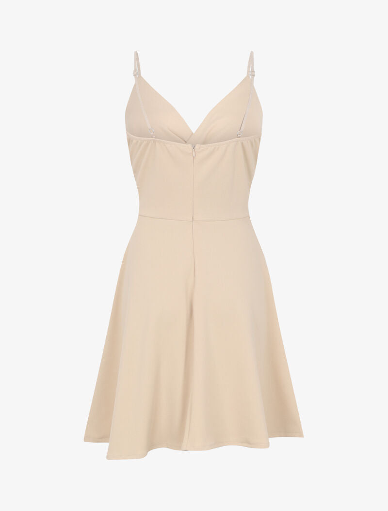 Robe patineuse à col cache-coeur - Beige - 2