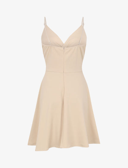 Robe patineuse à col cache-coeur - Beige - 2