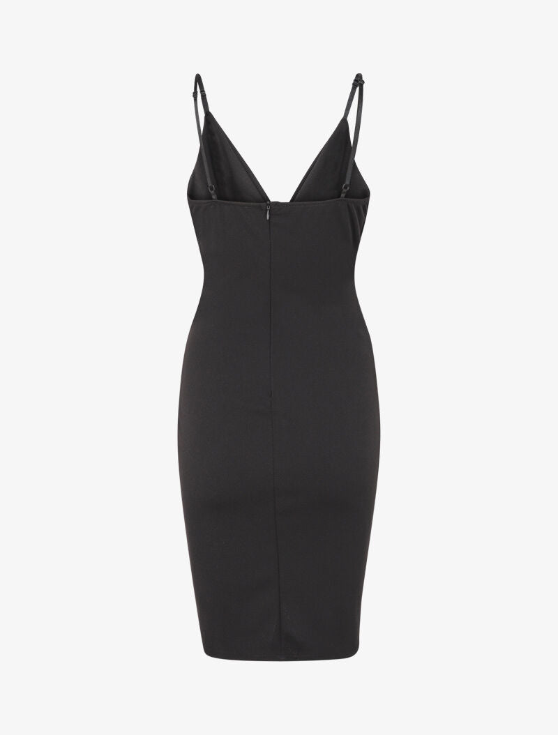 Robe cache-coeur asymétrique à fines bretelles - Noir - 2