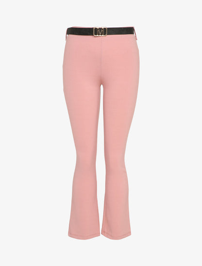 Pantalon flare élastiqué - Rose poudré - 3