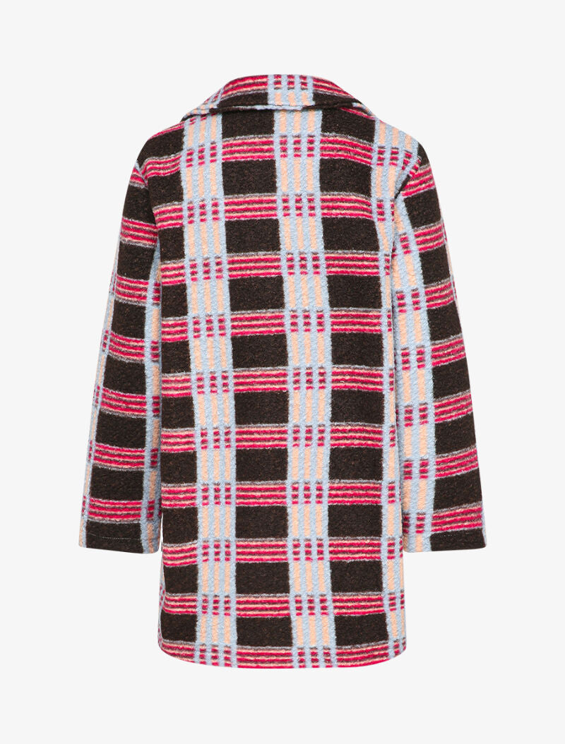 Manteau mi-long à carreaux - Marron/fuschia - 2