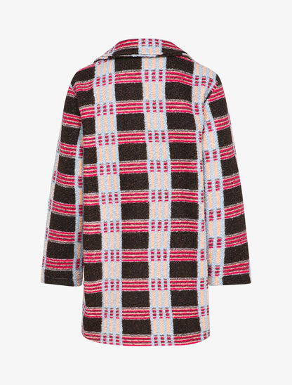 Manteau mi-long à carreaux - Marron/fuschia - 2