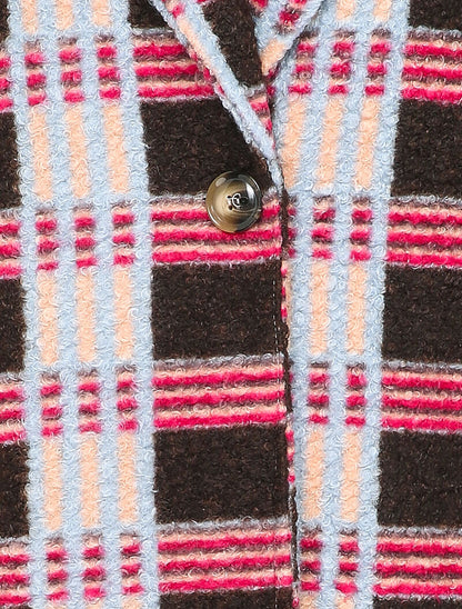 Manteau mi-long à carreaux - Marron/fuschia - 3