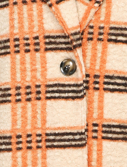 Manteau mi-long à carreaux - Orange/beige - 3