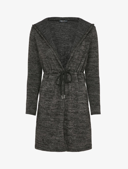 Gilet à capuche à liens à nouer - Noir - 4