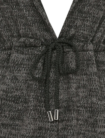 Gilet à capuche à liens à nouer - Noir - 3